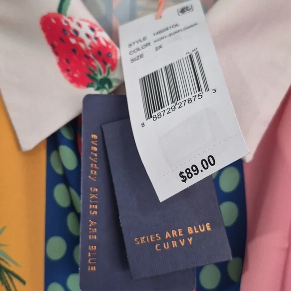 NWT 2PC Skies Are Blue Coordinating Border Print Long Sleeve Blouse/Jacket (2X) - Picture 5 of 13